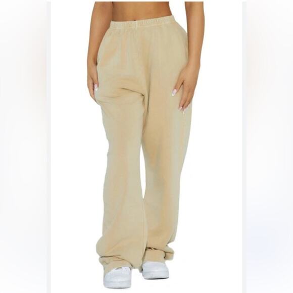 Naked Wardrobe Size XL Tan Neutral French Terry Sweatpants Loungewear Streetwear - Picture 1 of 9